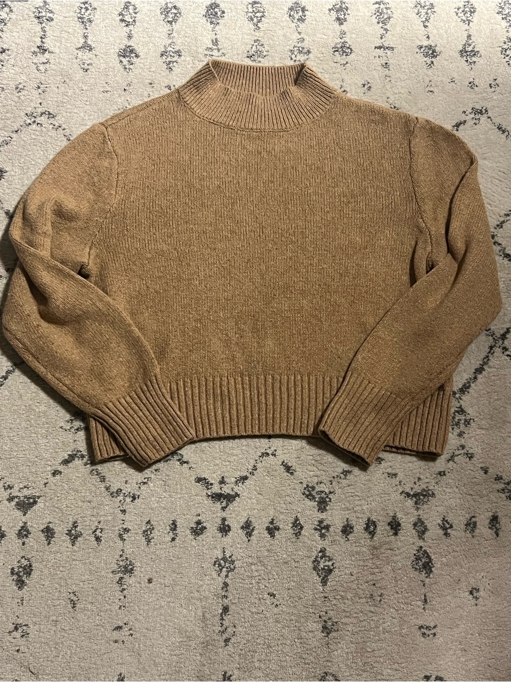 American Eagle Outfitters Camel Cropped Mock Neck Sweater